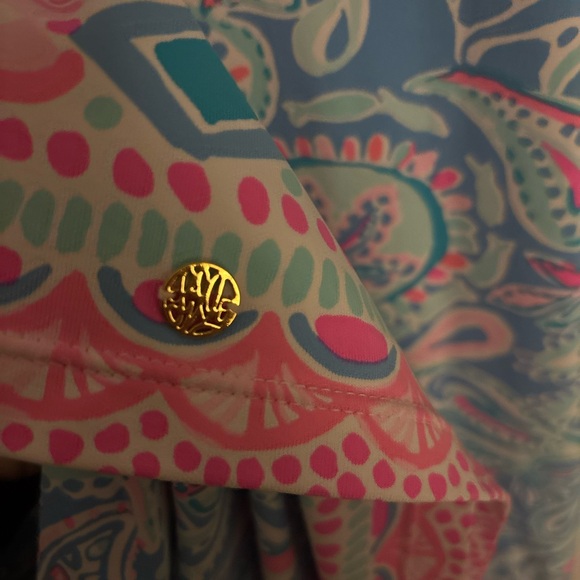 Lilly Pulitzer ChillyLilly Dress Zanzibar Blue Fish Kiss UPF 50+ Pink M - Picture 9 of 9